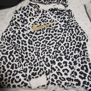 Nike Black and White Leopard Print Hoodie